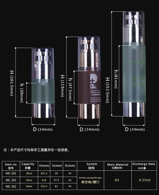 経済的なカスタムデザイン 30ml ポンプ 空気のないボトル 眼クリームとプラスティック素材